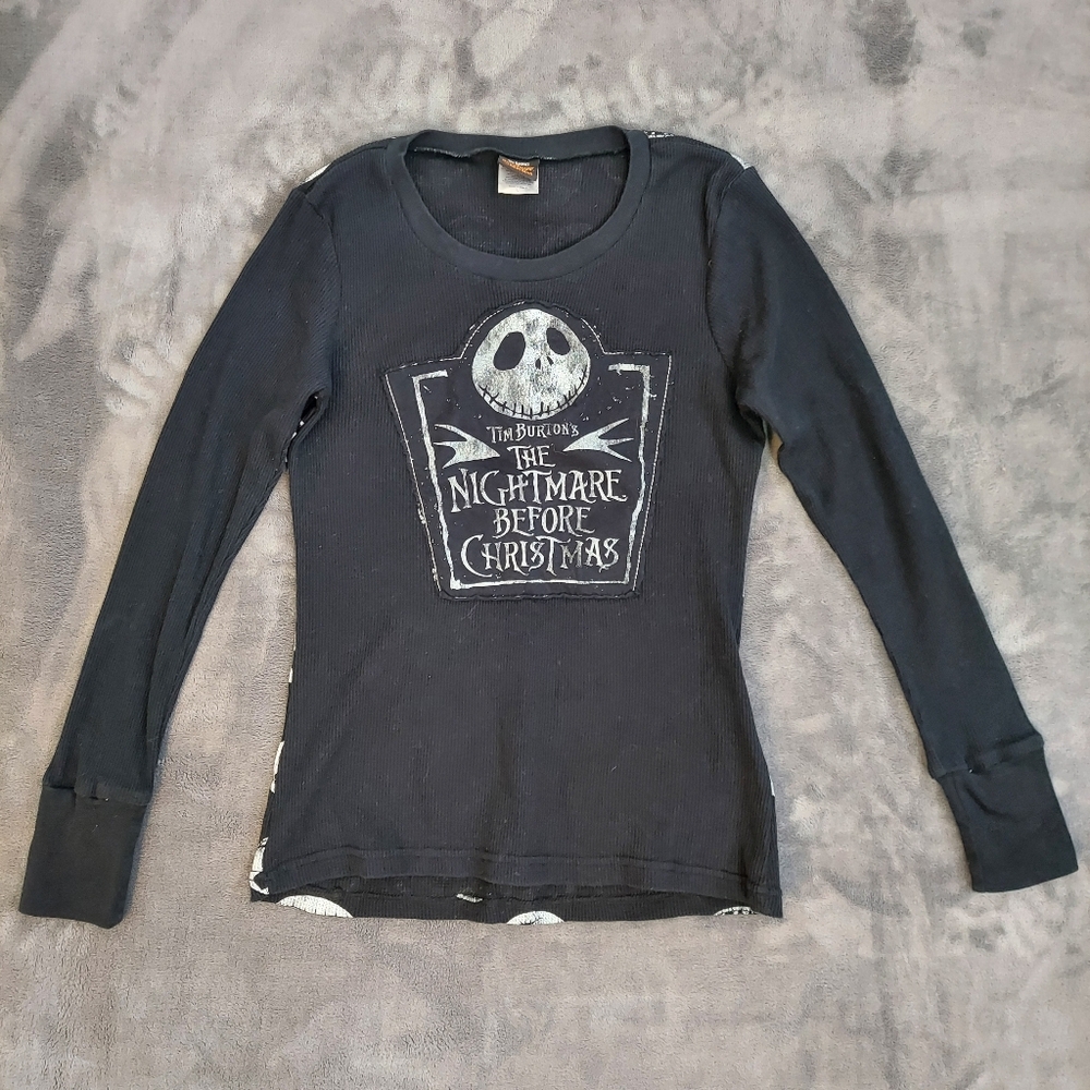 Nightmare Before Christmas Jack Skellington Black Long Sleeve Tee, Womens Sz L